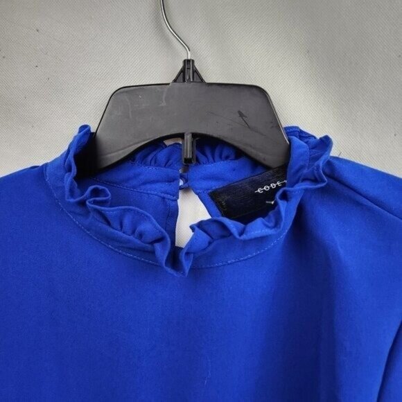 Code X Mode Nordstorm Womens Blouse Top XL Blue Ruffle Long Sleeve Feminine - Picture 3 of 10